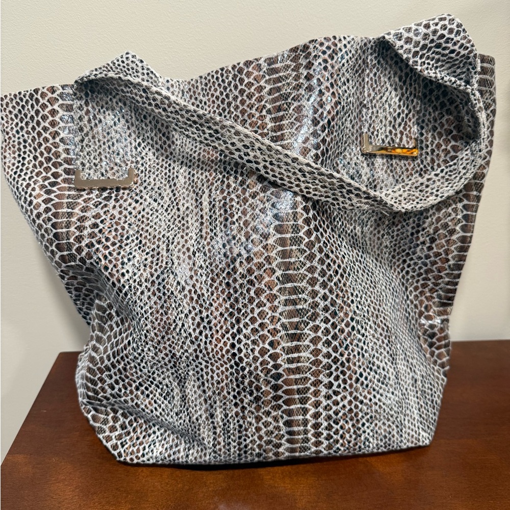 Elliott Luca Leather exotic Snakeskin Pattern Tote Bag